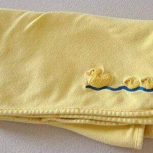 Vintage Carters Yellow Duckie Duck Baby Blanket Embroidered Swimming Ducks